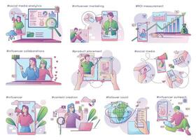 Web Influencer Compositions Set vector