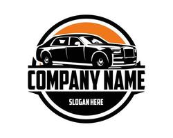 vintage car silhouette. isolated white background appears from the side with a twilight view. Best for logo, badge, emblem, icon, design sticker, vintage car industry vector