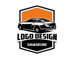 antiguo coche silueta vector diseño. aislado blanco antecedentes aparece desde detrás con un maravilloso crepúsculo fondo. mejor para logo, insignia, emblema, icono, pegatina diseño