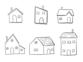 Hand drawn cute house. Doodle sketch style home vector