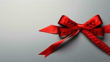 Red ribbon on dark background, World AIDS Day, concept of helping those in need, Generative AI illustration photo