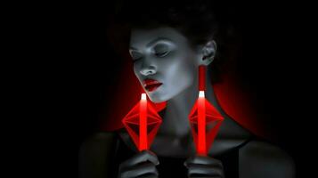 Symbol of unity for World AIDS Day, human with ribbon red, concept of helping those in need, Generative AI illustration photo