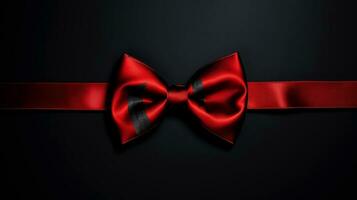 Red ribbon on dark background, World AIDS Day, concept of helping those in need, Generative AI illustration photo