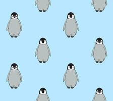 Vector seamless pattern of flat baby penguin