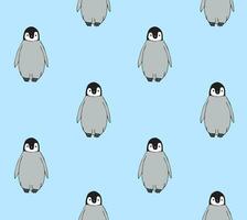 Vector seamless pattern of flat baby penguin