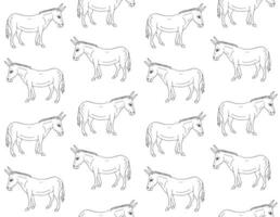 Vector seamless pattern of hand drawn donkey