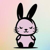 Black Bunny with Pink Accents on Gradient Background vector