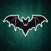 Black Bat with Wings Spread on Blue, Green Background vector