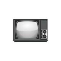 Retro TV-set Front View with Blank Screen Isolated on White Background. Vintage TV Receiver. vector