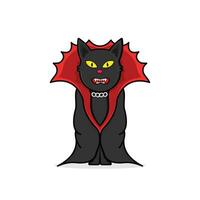 Halloween Cat. Black in Dracula vampire costume. vector