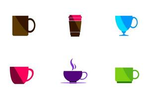 Tea cup, glass icon set vector