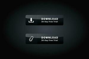 Two black buttons with the text  download  on the top vector