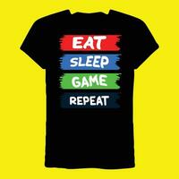 comer dormir juego repetir camiseta vector