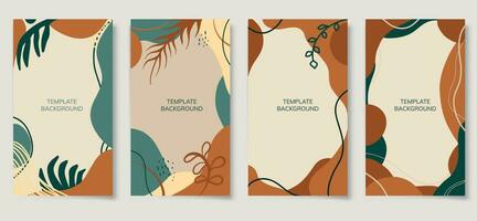 Set of Fall Boho Instagram Mood Templates. Trendy abstract shapes. Vector illustration