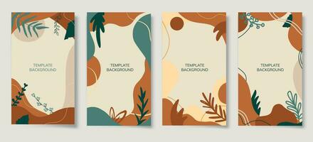 Set of Fall Boho Instagram Mood Templates. Trendy abstract shapes. Vector illustration