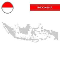 Dotted map of Indonesia with circular flag vector