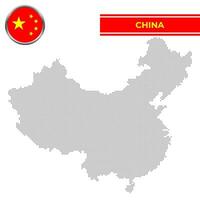 punteado mapa de China con circular bandera vector