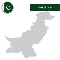 punteado mapa de Pakistán con circular bandera vector