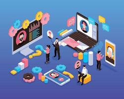 Technical Support Isometric Composition vector