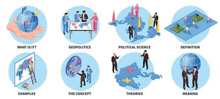 Geopolitics Round Compositions Set vector