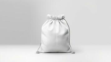 Packaging Bag Mockup White with shades on white Bg, AI Generated photo