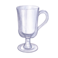 vacío vaso para beber. acuarela mano dibujado ilustración de transparente cristalería para reflexionado vino. mano dibujado conjunto para menú tarjetas diseño png