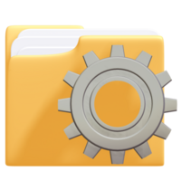 Folder Icon with Gear, Files Setting Up, 3d rendering png