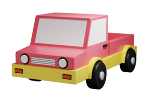 3D Rendering of Cute Toy Car with Transparent Background png