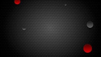 Red and black glossy circles on dark perforated background video animation