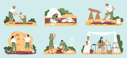 Archaeology Color Set vector