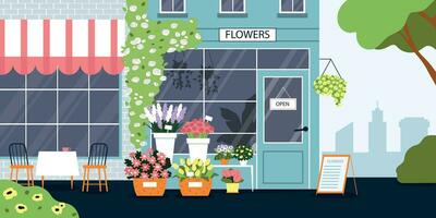 ilustración de fondo de tienda de flores vector