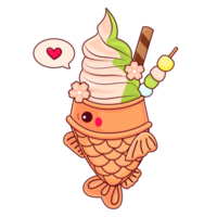 fofa taiyaki gelo creme japonês sobremesa png