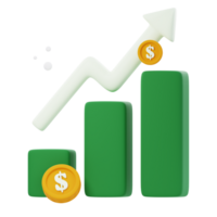 3D Finance Growth icon illustrations render of dynamic and vibrant finance growth icon designs. Perfect for visually representing financial progress, prosperity, and success in your projects. png