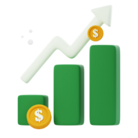 3D Finance Growth icon illustrations render of dynamic and vibrant finance growth icon designs. Perfect for visually representing financial progress, prosperity, and success in your projects. png