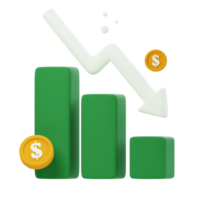 3D Finance Loss icon illustrations render of dynamic and vibrant finance loss icon designs. Perfect for visually representing financial progress, prosperity, and success in your projects. png