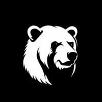 black and white illustration design of a bear logo on a black background vector