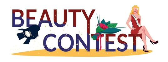 Beauty Contest Flat Text Composition vector
