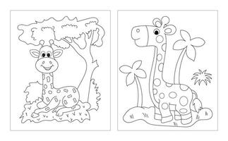 Giraffe cartoon characters isolated on white background. For kids coloring book.n vector