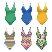 Female Swimsuit Realistic Color Set vector