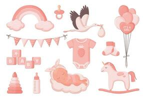 Baby Shower Girl Set vector