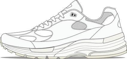 Retro Running Sneaker Vector Design Illustration Template