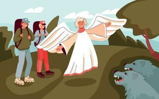 Angel Help Flat Background vector