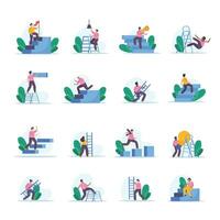 Ladder People Icon Set vector