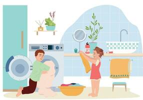 Household Children Laundry Composition vector