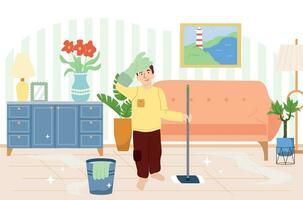 House Cleanup Boy Composition vector