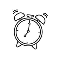 Hand drawn Kids drawing Cartoon Vector illustration alarm clock ring icon Isolated on White Background