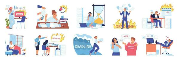 Procrastinating Deadlines Compositions Set vector