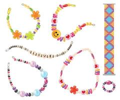 hippie collar icono conjunto vector