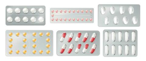 Pills In Blisters Set vector