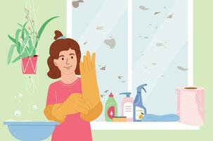 Household Girl Wash Composition vector